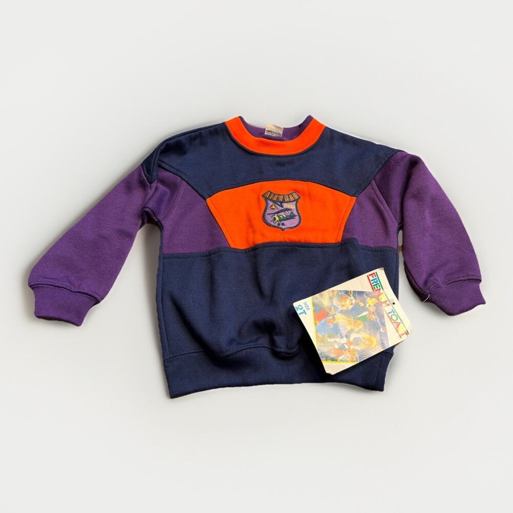 Vintage French Toast Sweatshirt Boys 2T Airwear Airplane Patch Color block